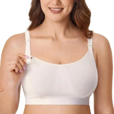 Abbildung von Gratlin Damen Stütz Sport Still BH Große Brüste Baumwolle Racerback Schwangerschafts BHS Elfenbein XXL