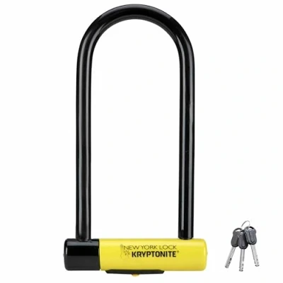 Abbildung von Kryptonite New York LS Bügelschloss Sicherheitsgrad 9/10, Anti Diebstahl Fahrradschloss Hohe Sicherheit mit 3 Schlüsseln 10,2 cm x 26 cm, Schwarz