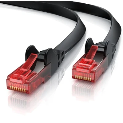 Abbildung von CSL 15m Cat 6 Netzwerkkabel Flach Gigabit Ethernet LAN RJ45 Kabel Flachbandkabel Verlegekabel 10 100 1000 Mbit s Patchkabel Flachkabel schwarz