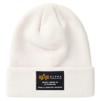 Abbildung von Alpha Industries Unisex Crew Strickmütze aus Acryl Beanie Mütze, Jet Stream White, Einheitsgröße