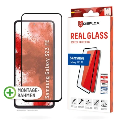 Abbildung von Samsung Galaxy S23 FE Panzerglas Displex Real Glass FC Bildschirmschutzfolie Full Cover für das Transparent