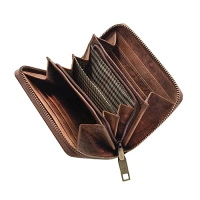 Abbildung von STILORD Leder Geldbörse braun Vintage Portemonnaie mit RFID, NFC Schutz Echtleder Brieftasche + Geschenkbox &#039;Paris&#039;