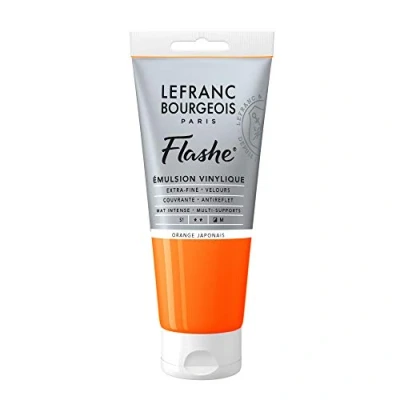 Abbildung von Lefranc Bourgeois 300541 Flashe Acrylfarbe &amp; Vinylfarbe, hochpigmentiert, elastisch, lichtecht, alterungsbeständig, matt, für den Innen Außenbereich, 80ml Tube Japanischorange