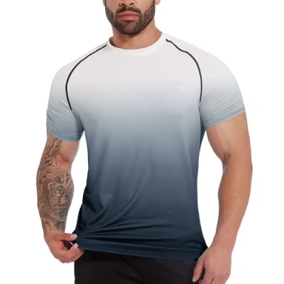 Abbildung von MEETWEE Rashguard Herren, Sportshirt Kurzarm UV Schutz Shirt UPF 50+ Funktionsshirt Atmungsaktiv Rash Vest für Outdoor Running Sports