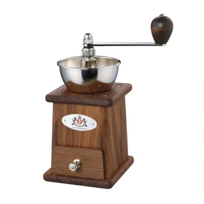 Abbildung von Zassenhaus Kaffeemühle Manuell SANTOS Nussbaum 11,5 x 10,5 23,5 cm Mahlen von Kaffeebohnen Stufenlos verstellbarer Mahlgrad Original Mahlwerk Fassung Bohnenbehälter: 70 g