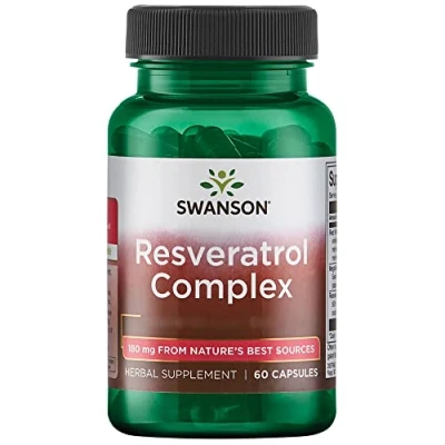 Abbildung von Swanson Resveratrol Complex, 180mg, 60 Kapseln, hochdosiert, Laborgeprüft, Sojafrei, Glutenfrei, Ohne Gentechnik