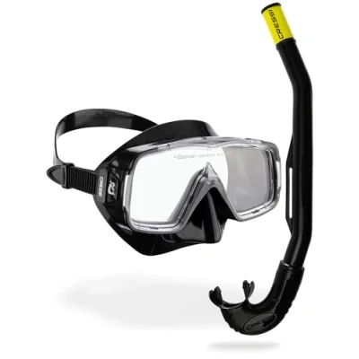 Abbildung von Cressi Unisex Adult Sirena &amp; Island 2.0 Schnorcheln Combo Set, Schwarz/Schwarz, Einheitsgröße