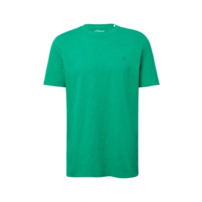 Abbildung von T Shirt mit Flammgarnstruktur und Logo Print grün XXL