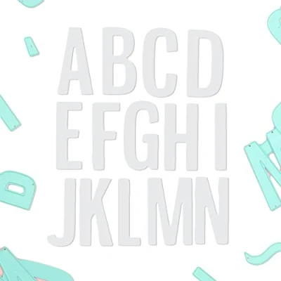 Abbildung von Craftelier Set mit 39 Großbuchstaben und Symbolen für Karten , Scrapbooking Bastelprojekte Kompatibel verschiedenen Stanzmaschinen Materialien Größe 5,5 cm