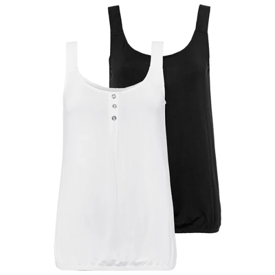 Abbildung von Lascana 2 PACK Top, Damen, Größe: 40/42, Creme schwarz