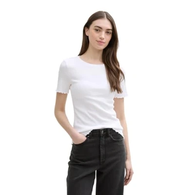 Abbildung von TOM TAILOR Denim Damen 1047092 T Shirt, 20000 White, S