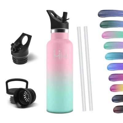Abbildung von HoneyHolly Thermosflasche, 500ML BPA Frei, Trinkflasche Edelstahl, Auslaufsichere Isolierflasche Doppelwandig, Wasserflasche Thermoskanne, mit Strohhalm, Kohlensäure Geeignet