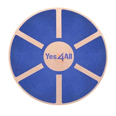 Abbildung von Yes4All Balance Board aus Holz; Brett mit hochwertiger rutschfester Oberfläche; Trainer &amp; Wackelbrett für das Ganzkörpertraining, Blau, 15,75&quot;