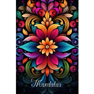 Abbildung von Mandala Malbuch mit schwarzem Hintergrund für Erwachsene (Mandalas)