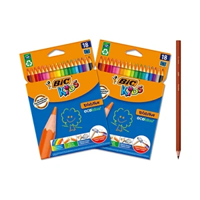 Abbildung von BIC Kids Evolution Ecolutions Buntstifte 2 Packungen mit je 18 Stück