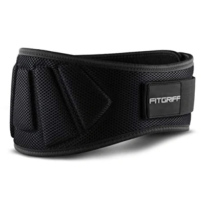 Abbildung von Gewichthebergürtel von FITGRIFF Fitness Gürtel für Bodybuilding, Krafttraining, Gewichtheben und Crossfit Training Trainingsgürtel Damen Herren (Schwarz, XXL)