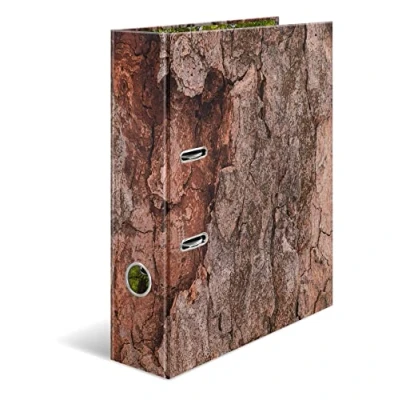 Abbildung von HERMA 19653 Ordner A4 Natur Holz, 7 cm breit, Motiv Aktenordner aus Pappe mit Innendruck für Schule &amp; Büro, stabiler Kinder Ringordner Karton Jungen Mädchen