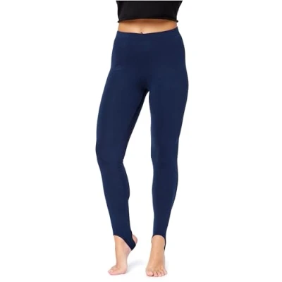 Abbildung von Bellivalini Damen Thermo Leggings Gefüttert mit Fußschlaufe für Winter Warme Apre Ski BLV50 321 (Marineblau, XL)