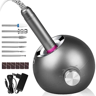 Abbildung von Nagelfräser, Upgraded Profi Nagelfräser 35000 u/min für Gelnägel Acrylnägel, Maniküre Pediküre Set Elektrisch, Elektrische Nagelfeile mit Keramik Fräser Bit und 5 Aufsätze, Sicher Anfänger