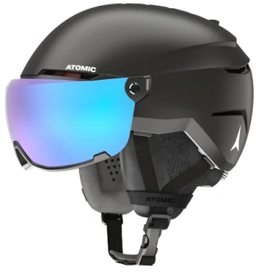 Abbildung von ATOMIC SAVOR VISOR JR Skihelm mit Visier Schwarz Größe XS Für Kinder &amp; Jugendliche Max. Stoßdämpfung Active Aircon Belüftung Brille High End Verspiegelung