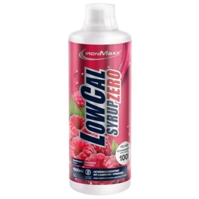 Abbildung von IronMaxx LowCal Syrup Zero Himbeere 1000ml zuckerfreies Getränkesirup 1:100 ergibt 100l Getränkemischung Getränkekonzentrat mit 22mg L Carnitin und 19mg Magnesium pro Portion