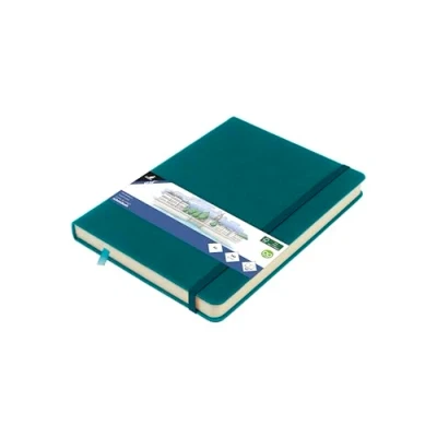 Abbildung von Skizzenbuch Kangaro A5 Dark Turquoise PU Hardcover 80 Blatt 140 Gramm cremefarbenes Papier mit Gummiband und Band