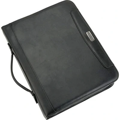 Abbildung von Alassio 30104 Ringbuchmappe A4 Porto, Tagungsmappe aus FINEtouch Lederimitat, Schreibmappe mit Block im Format DIN A4, Businessmappe Taschenrechner, Dokumentenmappe schwarz, Mappe 36x29x5,5 cm