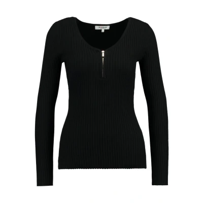 Abbildung von Morgan Rippenstrick Pullover mit Reißverschluss Kragen Schwarz M