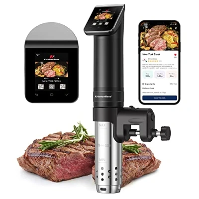 Abbildung von KitchenBoss Sous Vide Garer Stick WLAN: G330 Wifi Präzisionskocher Präziser Temperatureinstellung bis 90C IPX7 Wasserdicht TFT Touch Display Immersion Tauchzikulator 360 Zirkulation mit Timer