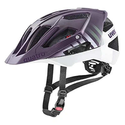 Abbildung von uvex quatro cc sicherer MTB Helm für Damen und Herren individuelle Größenanpassung verstellbarer Schirm plum white matt 52 57 cm