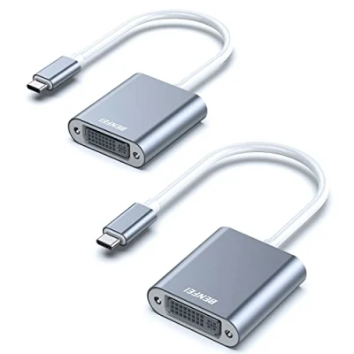 Abbildung von BENFEI USB C auf DVI Adapter, 2 Stück Typ [Thunderbolt 3/4] zu D Adapter Stecker Buchse, Konverter für iPhone 15 Pro/Max MacBook Pro/Air 2023 iPad Pro iMac S23 XPS 17 usw