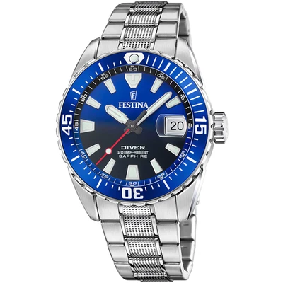 Abbildung von Festina Taucheruhr »The Originals/Diver«, Armbanduhr,Quarzuhr,Herrenuhr,bis 20 bar wasserdicht, Edelstahlarmband