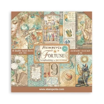 Abbildung von Stamperia Scrapbook Paper Pad for Scrapbooking, Albums, Card Making, Bullet Journalling and More, Acid Free, Double Sided, Perfect Hobbies, Crafts, Gifting (Fortune) (30.5 x 30.5cm)