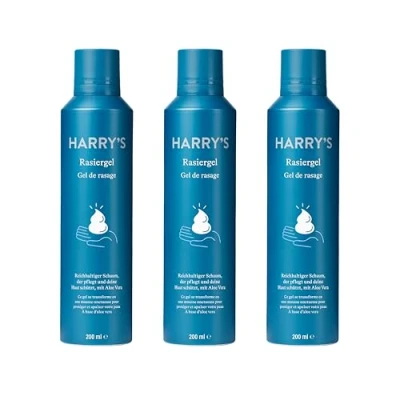 Abbildung von Harry&#039;s Schäumendes Rasiergel mit Aloe Vera angereichterter Formel 3er Pack (200ml), Rasiergel, Schaum zum rasieren