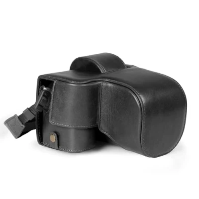 Abbildung von MegaGear Echtleder Kameratasche für Fujifilm X S20 (1855 mm) stilvolle und schützende Tasche Digitale Fotografie (Schwarz)
