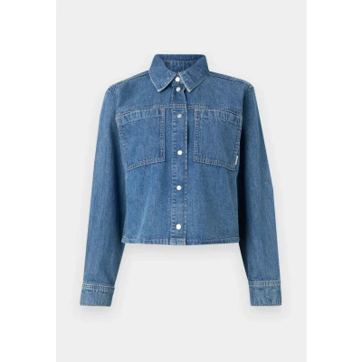 Abbildung von TOM Tailor denim Shirt WITH Pockets Hemdbluse, Damen, Größe: XXL, Used light stone blue