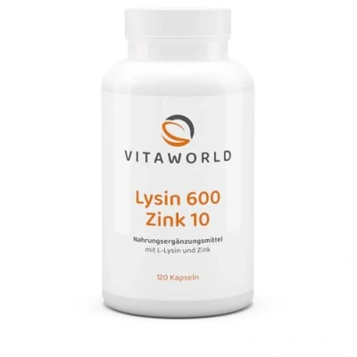 Abbildung von Vita World L Lysin 600mg + Zink 120 Vegi Kapseln Apotheker Herstellung
