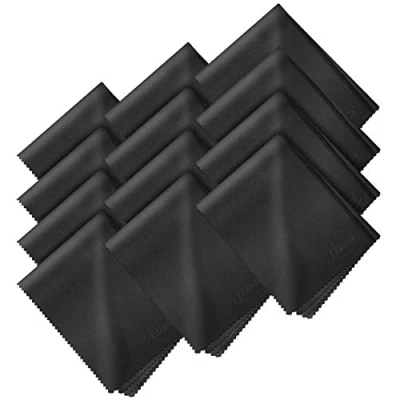 Abbildung von Filzada® 12x Brillenputztücher Schwarz [20x20cm] Optikerqualität Fusselfreies Mikrofaser Brillenputztuch Displaytuch zur Reinigung von Brillen, Smartphone, Kamera