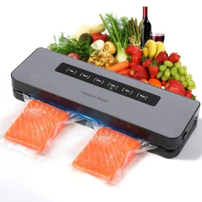 Abbildung von Diboniur Vakuumiergerät 5 in 1, Vakuumierer Folienschweißgerät für Sous Vide, Automatische vakumierergerät Trockene und Feuchte Lebensmittel, Vacuum Machine Inkl.10 Vakuumierbeutel Schlauch