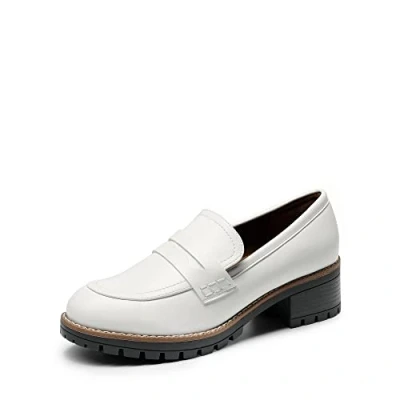 Abbildung von DREAM PAIRS Damen Klassische Loafer Bequeme Mokassins Slippers Business Schuhe mit Dicker Sohle für Damen,Size 36.5,Weiss Pu,SDLS2319W