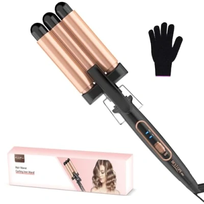Abbildung von BESTOPE MIX Welleneisen, Lockenstab 3 Fässer Welleneisen für Haare 22mm Keramik Mermaid Hair Waver PTC Schnellheizung 150C/210C Welleisen Beach Waves Kurze und Lange