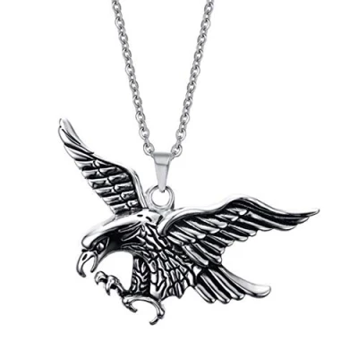 Abbildung von Caimeytie Herren Rock Halskette mit Adler Anhänger Edelstahl valentins Geschenke
