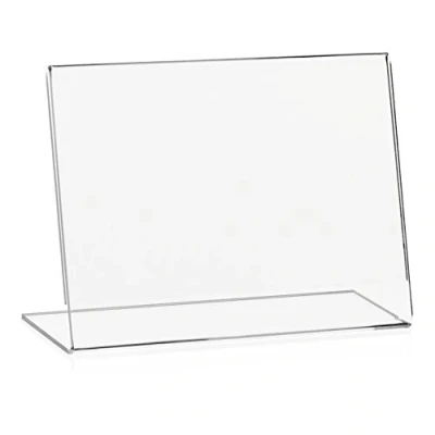 Abbildung von 5 Stück VITAdisplays DIN A6 Werbeaufsteller, L Ständer, Aufsteller im Querformat, transparent aus original PLEXIGLAS