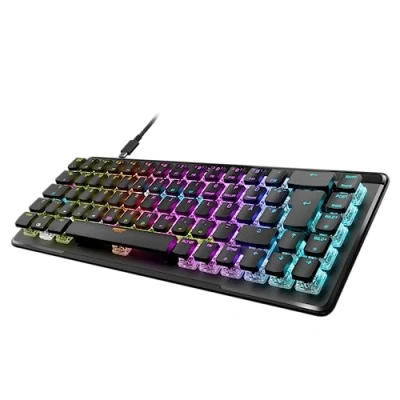 Abbildung von Roccat Vulcan II Mini Air 65 Prozent Wireless optische mechanische Gaming Tastatur, anpassbare RGB Beleuchtung, abnehmbares Kabel, Titan Linear Schalter, Aluminiumplatte, Schwarz