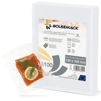 Abbildung von Vakuumbeutel 150x350 mm. (15x35 cm.) 100 Stück für alle Arten von Haushaltsverpackern, FoodSaver, Silvercrest, Lacor, Caso, Tre Spade, etc.
