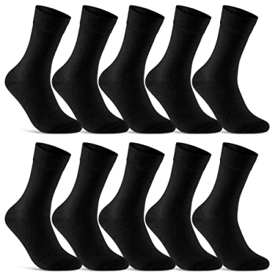 Abbildung von 10 Paar Socken Herren Damen Schwarz Business Baumwolle 70201T (Schwarz 35 38)