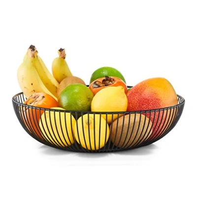 Abbildung von Zeller 27382 Obstkorb, Metall, Schwarz, ca. Ø 28 x8 cm, schwarze Schale für Obst, Gemüse, Brot, Obstschale, Geschenkkorb, moderne Küche