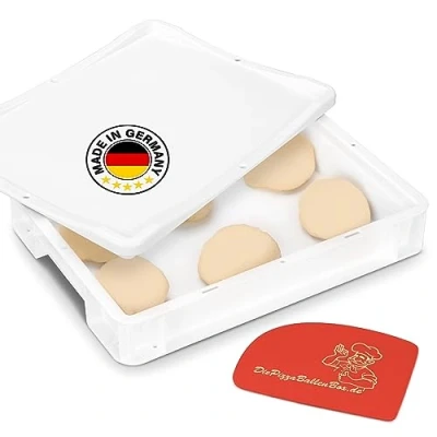 Abbildung von RoyalFay Pizzaballenbox Gärbox für Pizzateig Sauerteig Hefeteig lebensmittelecht 30x40x8 cm (1 Box mit 1 Deckel) weiß