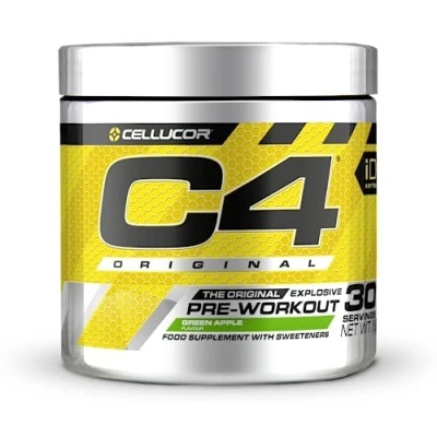 Abbildung von C4 Original Pre Workout Booster Getränkepulver für Energy Drink 150 mg Koffein + Beta Alanin Kreatin Monohydrat (Grüner Apfel, 30 Portionen)