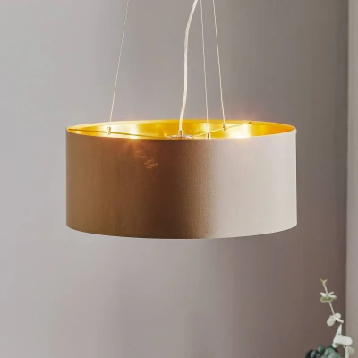 Abbildung von Pendelleuchte Maserlo rund, taupe gold